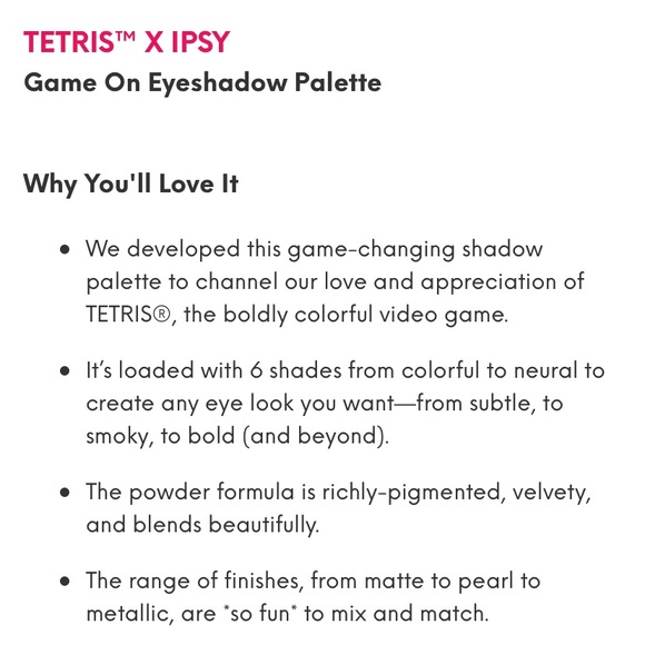 Vintage Tetris x Ipsy Game On palette NWT - Picture 3 of 3